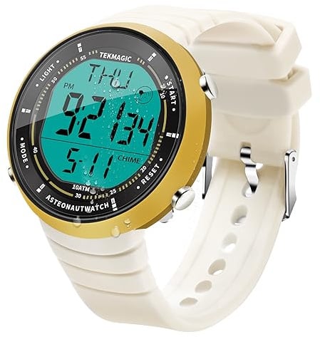 ILAME Digital Sports Wristwatch 10 ATM 100m Water Resistant with Chronograph, Stopwatch, Countdown, Dual Time, Alarm Clock, 12 and 24 Hour Format, Silicone Band