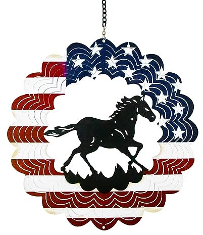 Pferde-Geschenke für Frauen, Metall-Pferde-Sachen, Dekorationen, Rasen-Dekor, Windspiel, 4. Juli, Zubehör, Amerikanische Flagge, Dekoration, Geschenke für Männer und Frauen, Windspiele,