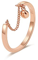 Bague simple en argent sterling 925 pour femmes et filles - Réglable et minimaliste - Chaîne de promesse éternelle - Cadeau tendance - Or rose