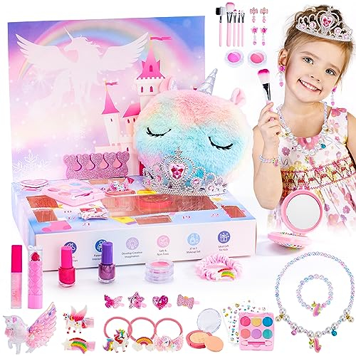 hahaland Makeup Adventskalender 2025 Mädchen,24 Tage,Schmuck,Einhorn-Make-up,Weihnachts-Countdown-Kalender,Geschenkset Kinder,Christmas Surprise Princess Gift