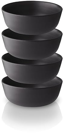 EVA SOLO Nordic Kitchen Keramikschüssel, 0,4 l, 4 Stück, mikrowellen- und spülmaschinenfest, schwarzes Steingut, geeignet für den täglichen Gebrauch, dänisches Design, Funktionalität und Qualität,