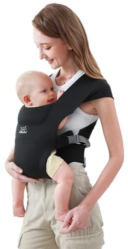 Babytrage für Neugeborene ab Geburt, MOMTORY Komfortabler Hüftsitz für Baby(3-12kg), Ergonomischer Tragetuch Neugeborenes bis Kleinkind mit Klettverschluss, Leicht Verstellbare Hüfttrage - Schwarz