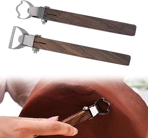 Les-Theresa 2Pcs Pottery Clay Sculpting Tools, Pottery Handle Making Tool Ceramic & Pottery Tools, Sculpture Scraper Pottery Carving Tool 4.9In Clay Handle Maker for Tea Cup Mug Utensil Vase Handle