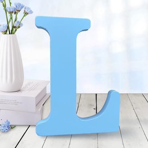 AOCEAN 15,2 cm blaue Holzbuchstaben, unlackierte Holzbuchstaben für Wanddekoration, dekorative stehende Buchstaben, Scheiben, Schild, Dekoration für Handwerk, Zuhause, Party-Projekte (L)