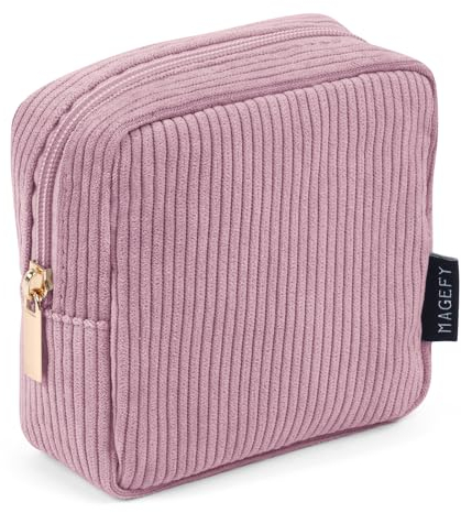 MAGEFY Kleine Make-up Tasche für Geldbeutel Mini Make-up Pouch Cord Kosmetik Tasche für Frauen Mädchen (Rosa)