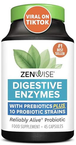 Zenwise Health Probiotic Digestive Multi Enzymes, Probiotics for Digestive Health, Prebiotics and Probiotics for Digestion - 45 Count