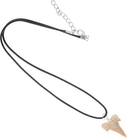 SAFIGLE Kreatives bemerkenswertes Hai-Zahnhalsband, Hai-Zahn-Kette, Kolliert-Halskette für Männer, cooler Hals-Pendant, manuelles Muster-Accessoires, dekorieren Sie die kleine Lederleine, Fossilien