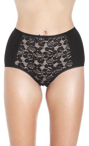 Camille Lot de 3 Slips complets en Dentelle pour Femme, Noir, 38