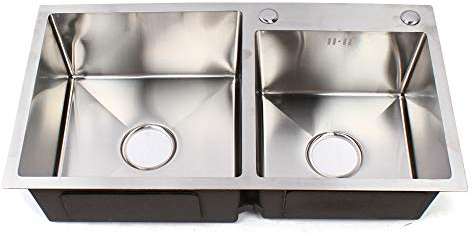 Loobiiny fregadero de cocina de acero inoxidable doble fregadero de cocina empotrable 780x430x210mm fregadero de cocina multifunción doble fregadero cocina kit con escurridor fregadero multifunción