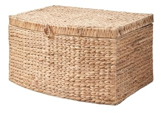 SOL HOME Ludmilla Rectangular Curve Water Hyacinth Woven Wicker Trunk with Handles (Natural Brown - 26 x 19 x 14 in)
