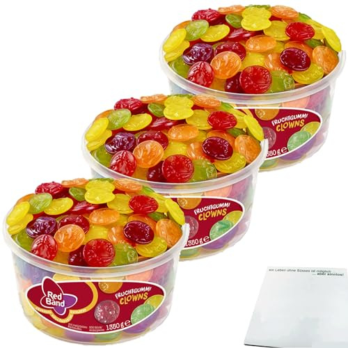 Red Band Fruchtgummi Clowns 3er Pack (3x1350g Dose) + usy Block