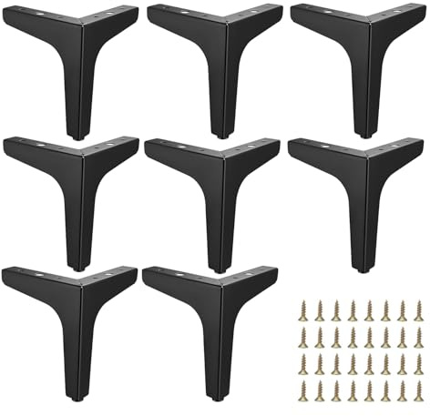 FAAING 8er Set 10cm Möbelfüße Schwarz, Metall Möbelbeine Dreieckig Möbelfüsse mit Schrauben, Dreieck Tischbeine Schrankfüße Couch Füße für Möbel Sofa Tisch Stuhl DIY Schrank