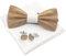 Cyriacus Holzfliege Set Herren Holzfliegenset Fliege aus Holz,für Hochzeit Aufführungen Geschenk Abschlussball bianco