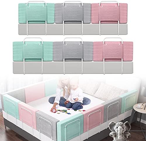 FIVMEN Bettgitter 50 cm Baby Bett Rausfallschutz 5-Stufen höhenverstellbar Kinder Bettschutzgitter mit Reißverschluss Waschbarem Kinderbettgitter, für Kinderbetten, Elternbetten (Grau)