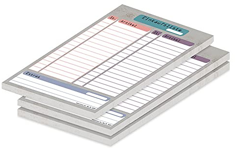 PRICARO Einkaufsliste Register, magnetisch, A5, 50 Blatt, 3 Stück