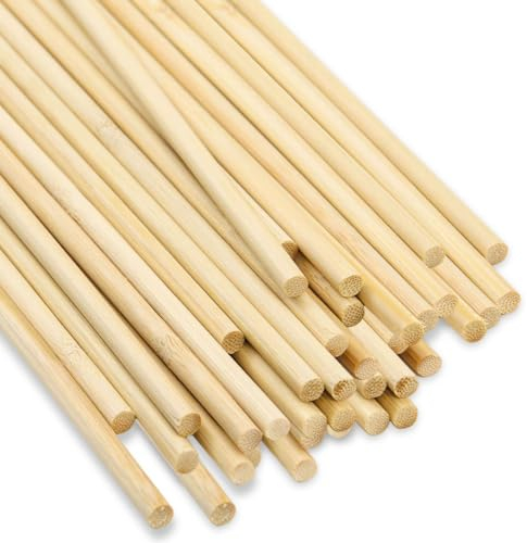 GZGXKJ 100pcs Palos de Madera Palos Madera Manualidades 300 mm x 5 mm Palo Madera Redondo para Carpintería, Decoración, Manualidades y Bricolaje Modelismo