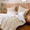 ATsense Bettwäsche 135x200 Baumwolle 4teilig, Beige Bettwäsche-Sets 100% Gewaschene Baumwolle mit Leinen Textur, Oeko-TEX für Allergiker 2 Bettbezug mit 2 Kissenbezüge 80x80 cm