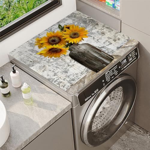 Treer Washer and Dryer Top Protector Mat, Washer and Dryer Covers Protector, Washing Machine Cover Absorbent Drying Diatomaceous Mat for Home Kitchen Laundry Room (60x60cm,Vase)