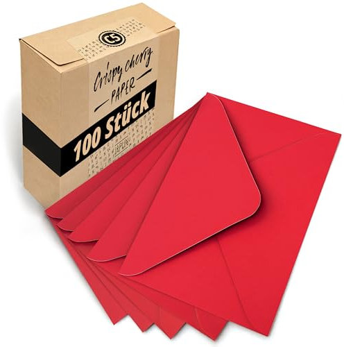 Japun – Briefumschläge (100 Stück) aus Papier, Kuvert, Umschlag ohne Fenster - DIN C5-220 x 156 mm - rot