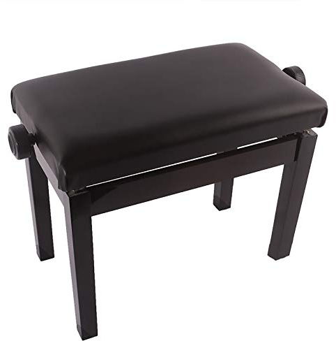 Klavierbank Aus Leder, Klavierhocker, 1-Personen-Klavierbank Aus Holz, Verdickt, Höhenverstellbar, Gepolsterte Klavierbank, Elektronischer Klavierhocker, Schwarzer Klavierhocker/Black-C