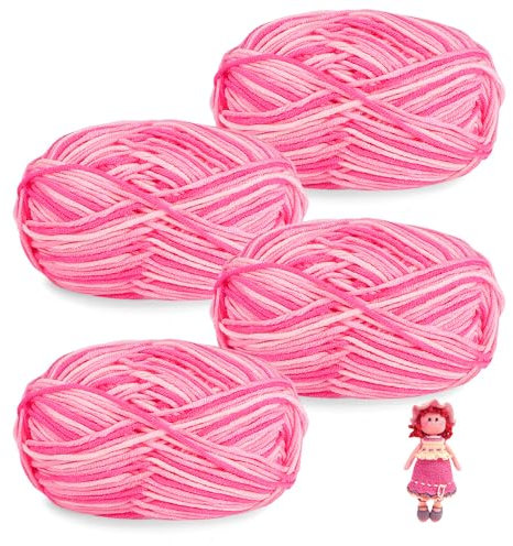 Bieiyhe Handstrickgarn Kuschelweich 4 X50 g,Baumwollgarn Farbverlauf,Gründl Baby Color,Verlaufswolle zum Häkeln,Babywolle,Strickwolle Set,Grobstrick Super Soft,Häkelgarn Bunt für Weben Von Schals