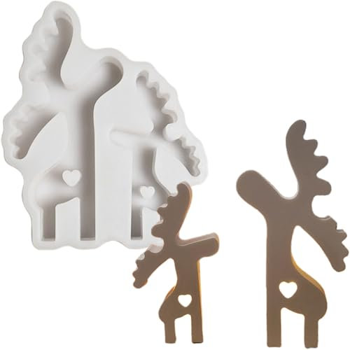 ALEFBET Silikonformen Gießformen, Silikonform Weihnachten Elch, Silikon Gießform Weihnachten, Gipsformen zum Gießen, Epoxidharz Formen zur Herstellung von Weihnachtsdekorationen