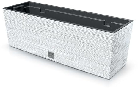 Tymar Blumenkasten Blumenkübel Pflanzkasten Outdoor Blumentopf länglich pflanzgefäße für draussen rechteckig(Weiß; 58x18x20cm)