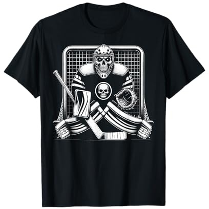 Eishockey Torwart Skelett Jugend Halloween Kostüm Jungen 2024 T-Shirt