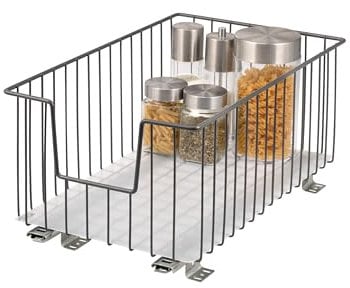 bremermann Schrank-Korbauszug 30 cm Breite mit Einlegeboden, Küchenschublade zum Nachrüsten, Vollauszug mit Teleskop-Schienen, ideal für Küche, Bad & Schlafzimmer, aus Metall (Grau)