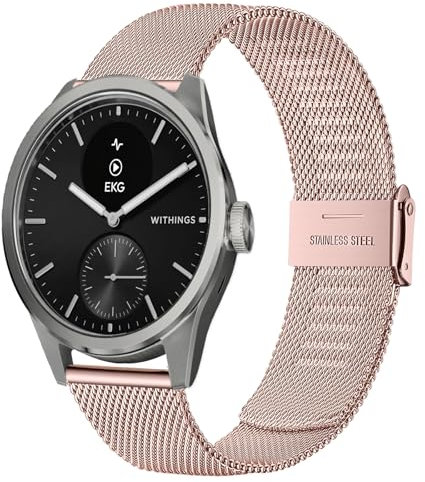 SUGARJAR 18MM Métal Bracelet Compatible avec Withings ScanWatch 2 42mm/ScanWatch Horizon/ScanWatch 42mm/Steel HR 40mm/Steel HR Sport