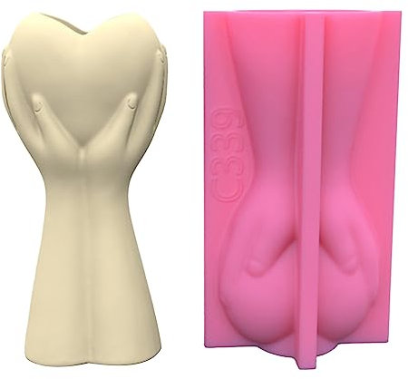 Silikonform mit Herz und Hand, Blumentopf, Sukkulenten, Betonvase, Harzform, Heimdekoration