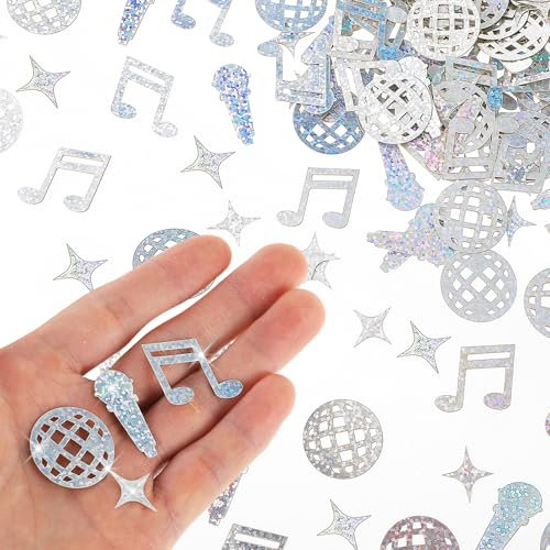 Disco Confetti, 240Pcs Disco Ball Confetti, Glitter Disco Ball Party Decorations, Mini Disco Ball Confetti and Music Notes Confetti for 70s 80s Hippie Birthday Music Party Table Decor Supplies