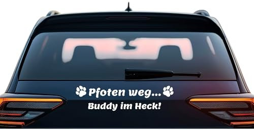Aufkleber Pfoten weg Hundename im Heck! Personaliert