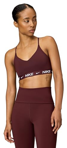 Nike Damen Dri-Fit INDY Light Support Sport-BH, Burgundy Crush/White, XS
