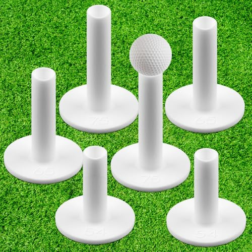 Foyods 6 Stück Silikon Golf Tees,Golf Simulator Tee,Winter Tees Golf,Weiße Golf Tee,für Drinnen,Draußen,Winterrasen,Driving Range,3 Größen:5.8cm,6.6cm,7.7cm