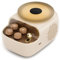COLSUR Altavoz Bluetooth con Luz Nocturna Regalo Mujer Amiga 3 EN 1 Mini Altavoces Bluetooth con Aspecto de Plato Giratorio Vintage con Bandeja Difusora de Aceites Esenciales para Decoración (Beige)