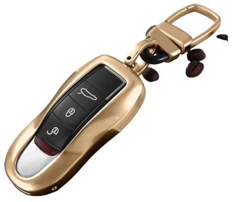 Compatible Pour Porsche Macan 718 Cayenne Panamera 911 Porte-clés Coque de clé Étui de clé(A gold Keychain)