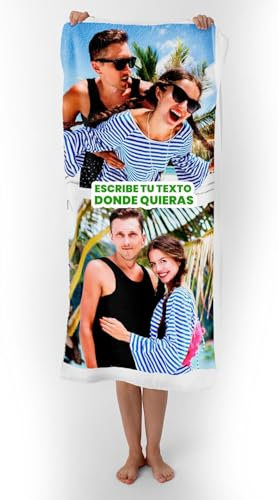 ZPBULI+ Toalla Playa Grande Personalizada con Nombres y Fotos - Toalla Piscina con Collage - Toalla Personalizada para Baño, Playa, Piscina y Camping - Regalos Originales (2 Fotos, 30x50)