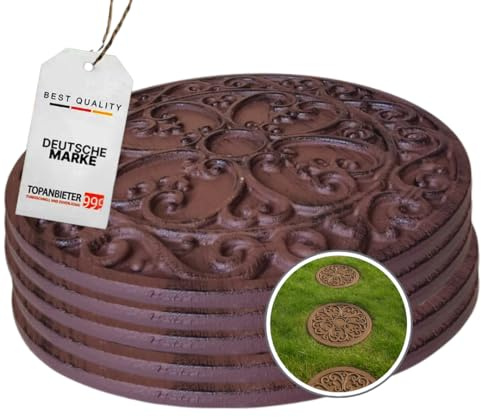 TOPANBIETER 999 Gehwegplatten - brauner Trittstein - Antikes Gusseisen für Garten und Wege - runde Terrassenplatte - wetterfest und rutschfest (5)