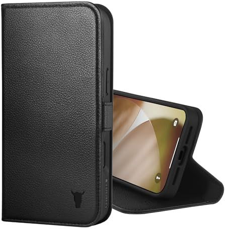 TORRO Leather Case Compatible with iPhone 17 Pro 6.3 2025 - Premium Leather Wallet Flip Case with Kickstand and Card Slots (Compatible with Official MagSafe Chargers) - Black