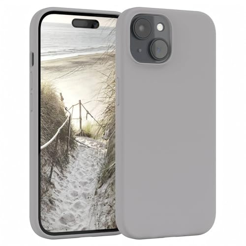 EAZY CASE Premium Silikon Handyhülle kompatibel mit iPhone 15 Slimcover mit Kameraschutz und Innenfutter, Silikonhülle, Schutzhülle, Bumper, Handy Case, Hülle, Softcase, Hellgrau
