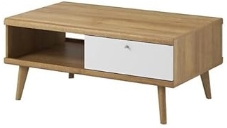 Arthauss Elegant Primo Coffee Table – White & Oak Riviera W107 x H46 x D67 cm | Stylish Living Room Centrepiece with Storage