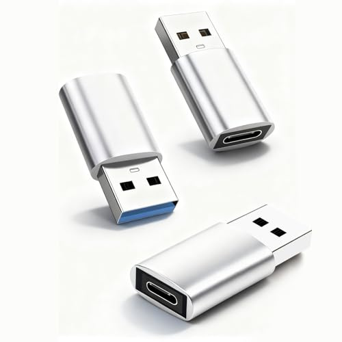 3 Stück USB auf USB C 3.0 Adapter, USB C auf USB Konverter, Schnellladung PD 27W/66W/100W QC, kompatibel mit MacBook iPhone Mini Pro Max, Airpods, iPad Pro, Samsung Galaxy Note, Google Pixel