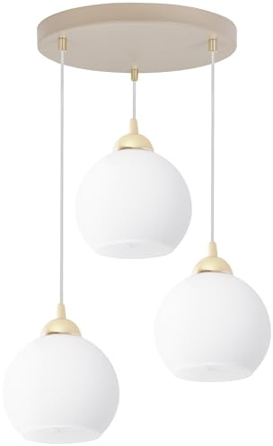 Light-Home Eliza White Pendelleuchte – Moderne Hängelampe in Weiß-Kaschmir-Gold – E27, 3-flammig – stilvolle Deckenleuchte für Wohnzimmer, Esszimmer & Schlafzimmer