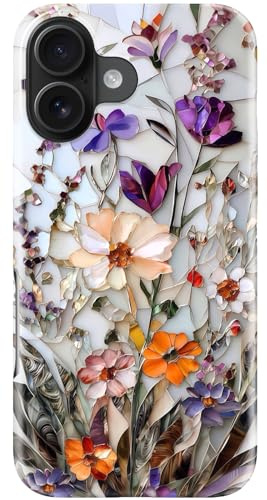 ESDOT für iPhone 16 Hülle, Süßes Blumenmuster, Kabelloses Laden | Zweischichtige Hartschale mit Silikonhülle – Ästhetische Y2K-Schutzhülle mit Blumenmuster für Damen und Mädchen