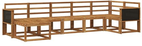vidaXL Outdoor-Sofagarnitur 7 pcs Natur Massivholz Akazie, Modularer Gartensofa-Set, modernes Outdoor-Sofa, wetterfester Terrassenmöbel, Akazienholz, braunes Sitzen