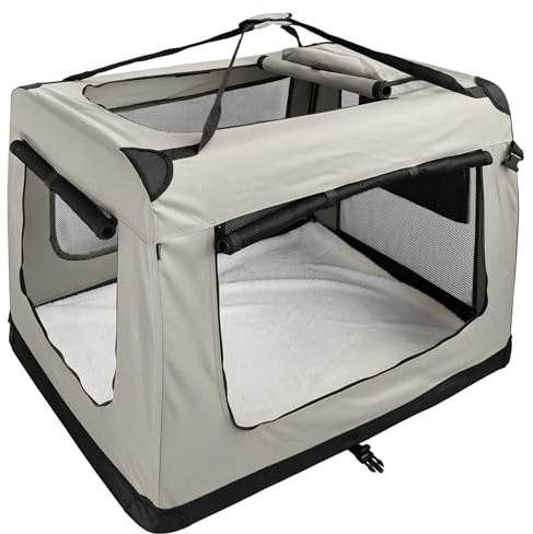 Faltbare Hundebox XXXL - 101 x 68 x 70 cm, beige Transporttasche Transportbox, Cream Auto Katze Hunde Kaninchen Große Kleine Box Bag Klein Auto Tasche Transport Petigi