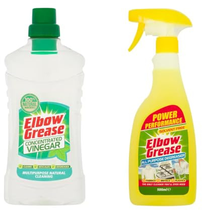 Elbow Grease De-Greaser Spray 500ml – Elbow Grease Concentrated Vinegar 750Ml All Purpose Powerful Grease & Grime Remover for Kitchen, Oven, Hob, Tiles Cleaning (PACK OF 1)