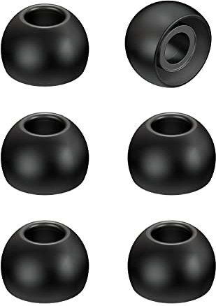 Almohadillas de Silicona para Auriculares, Set de 6 Recambios In-Ear de Tamaño Universal Estándar en 2 Colores y 3 Tallas - Gomas JVC EP-FX2M-B (Negro)