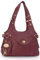 Catwalk Collection Handbags - Damen Leder Schultertasche - Handtasche Mittelgroß mit Viele Fächer - ROXANNA - Rot